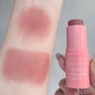 Blushimmer smooth blush stick in natural, saturated shades with waterproof, long-lasting formula for brightening skin tone.
