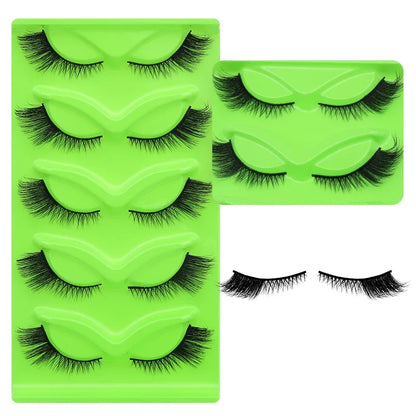 Blushimmer DINGSEN 5 pairs of fluffy, wispy cat eye mink strip eyelashes for a natural, long-lasting eyelash look.
