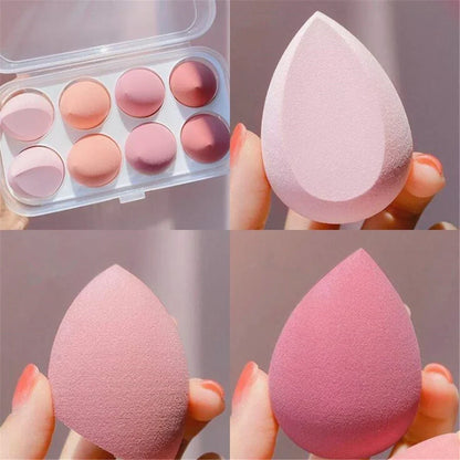 Set of 4/8 Blushimmer makeup sponge blenders, soft beauty eggs and cosmetic puffs for foundation and powder application.