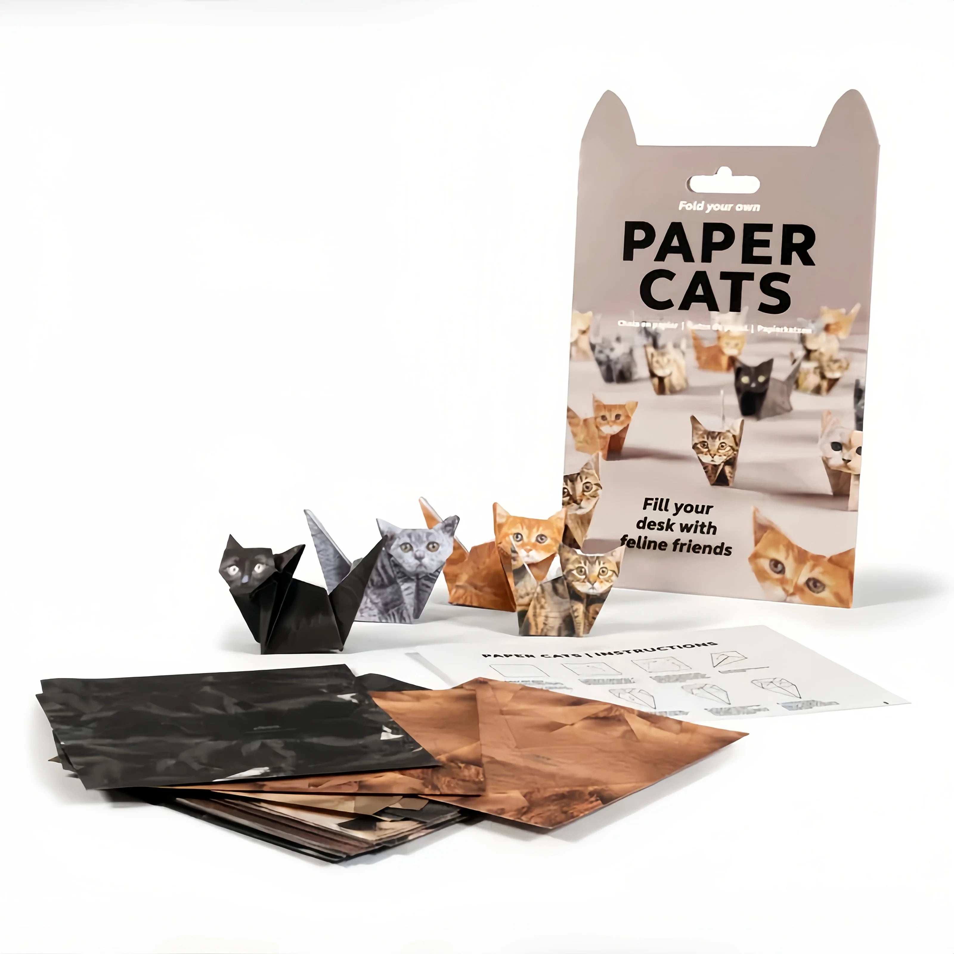 Paper Cats Origami Kit - Fold Your Own Cute pet, Perfect Gift for Cat Lovers, Handmade Paper Crafts, Ideal for Home Decor