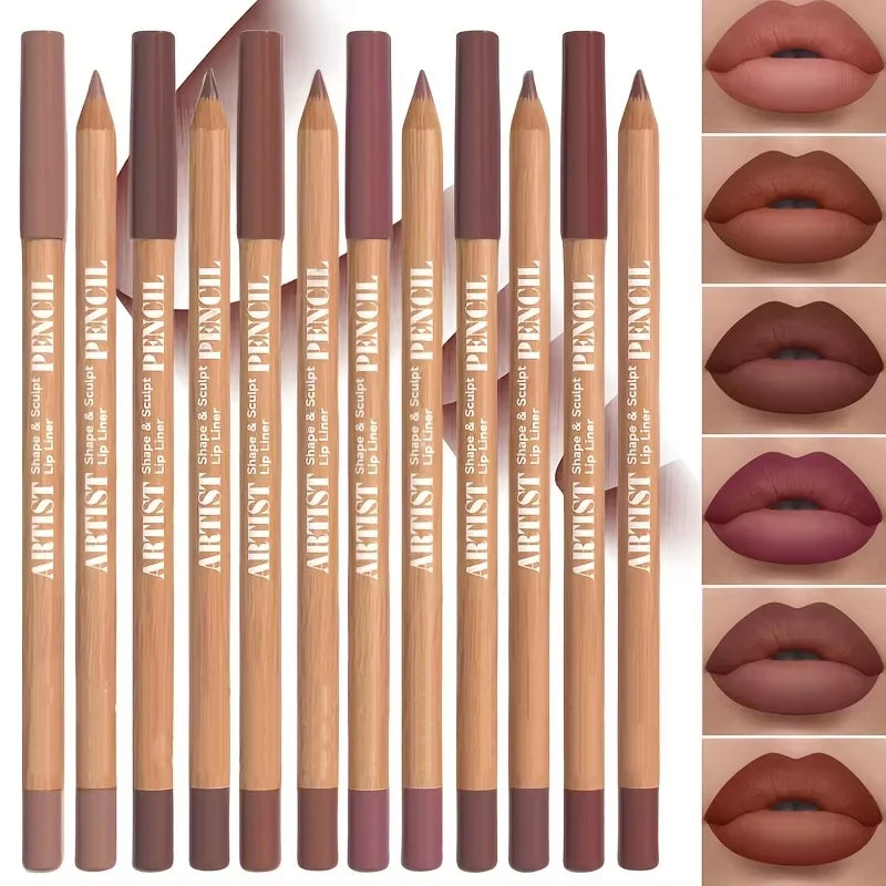 Blushimmer 6pcs velvet matte lip liner set with versatile shades in berry, brown, and pink for long-lasting lip makeup.