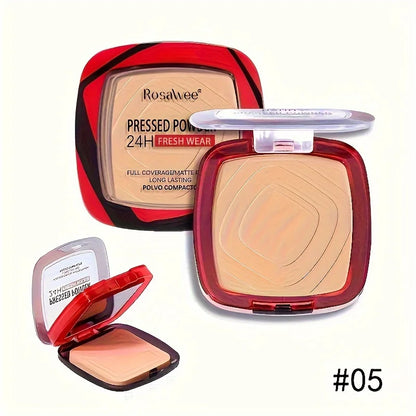 Blushimmer matte pressed powder foundation with puff applicator, full coverage, lightweight 24-hour fresh wear finishing makeup
