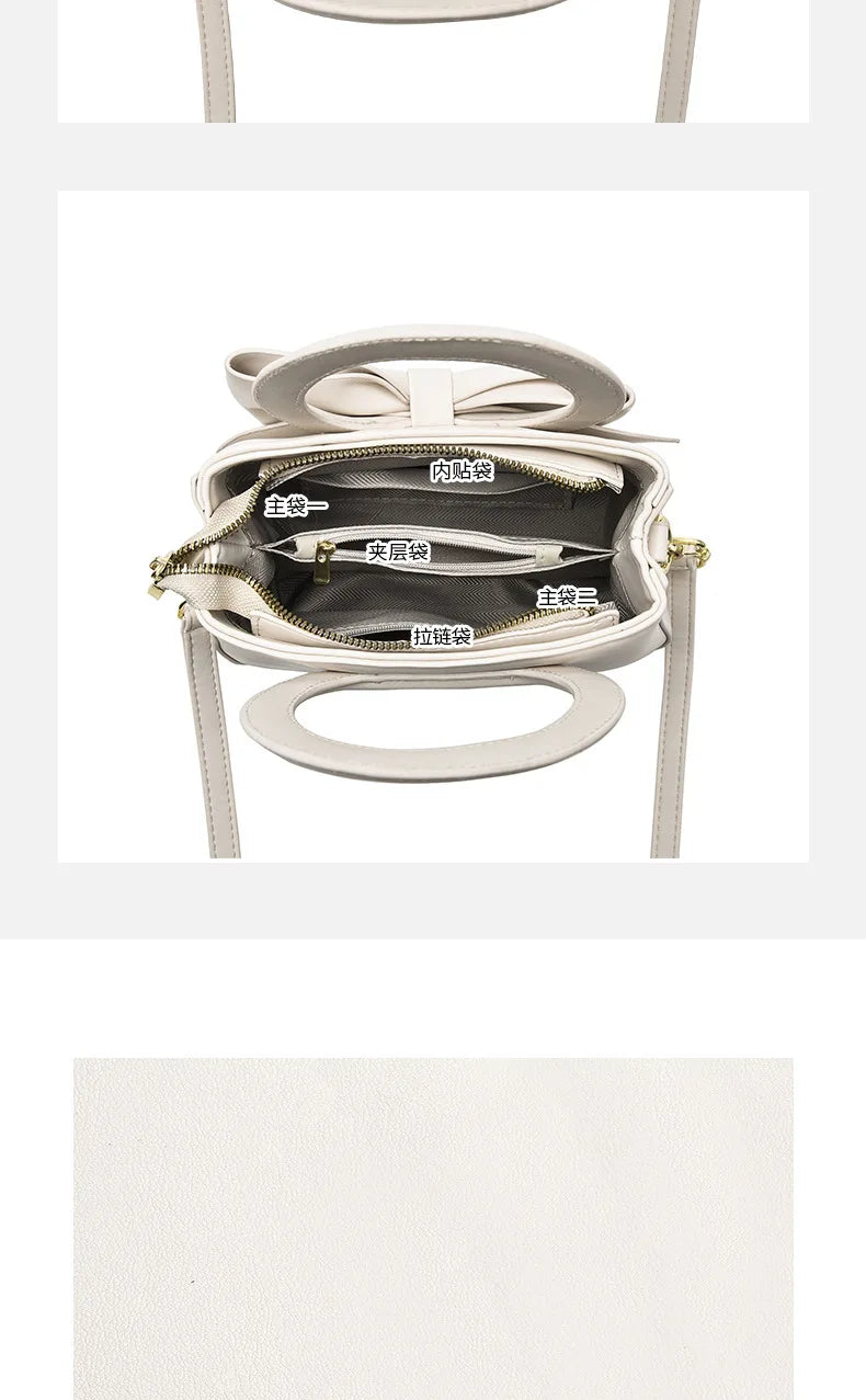 Fashion Casual Handbags For Women Cute Bow Black White Blue Kahki PU Handbags Trendy Daily Shoulder Underarm Bags bolsa feminina