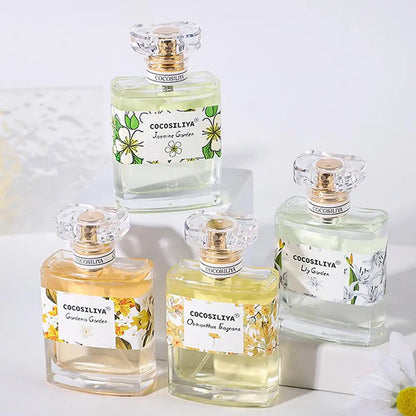 Blushimmer COCOSILIYA women’s perfume bottle with floral scent, featuring osmanthus, rose, lavender, and gardenia notes.