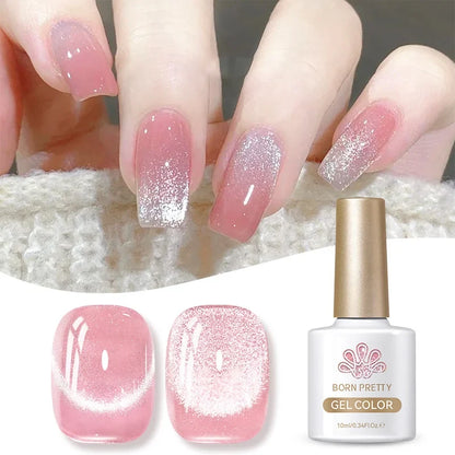 Blushimmer Born Pretty 10ml purple grape cat magnetic gel nail polish with fruit-inspired design and glass bead accents.