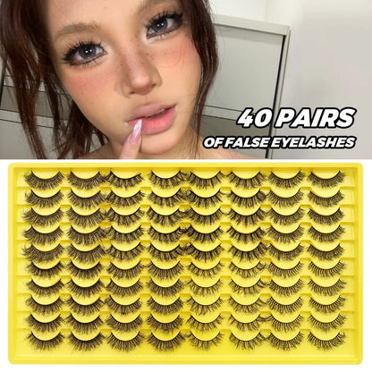 DINGSEN Blushimmer faux mink volume strip lashes set with 40 pairs of soft, false eyelash extensions for a natural, full look.