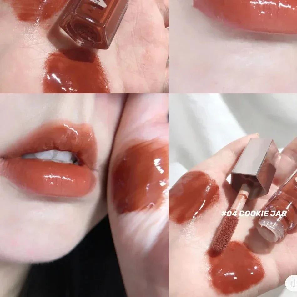 Fenty Beauty Mauve Wive Lip Gloss by Blushimmer showing nude pink waterproof liquid lipstick with glossy finish on lips.