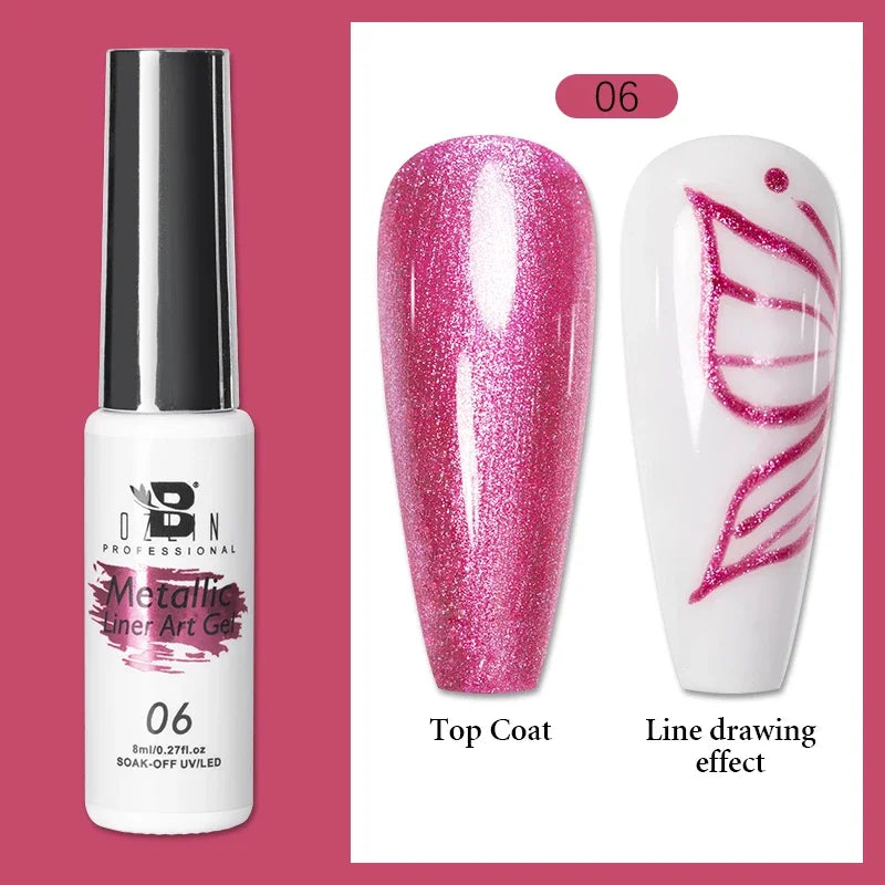 Blushimmer 5ML gold and silver metallic gel polish with mirror chrome finish for nails, UV LED semi-permanent nail art.