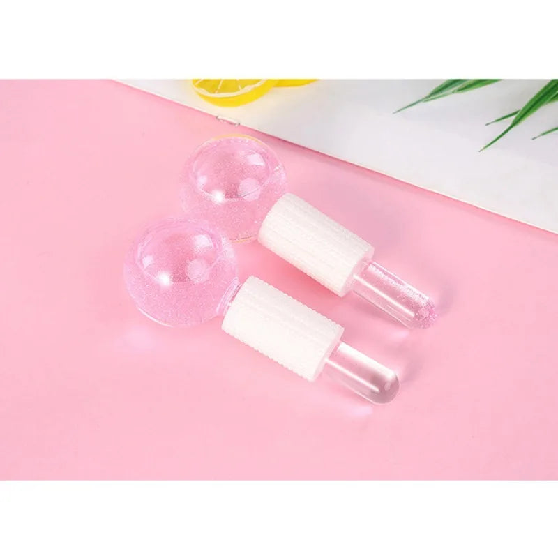 Ice Hockey Beauty Ball Pink Crystal Ice Hockey Ice Therapy Face Massage Glass Ice Ball Beauty Ball