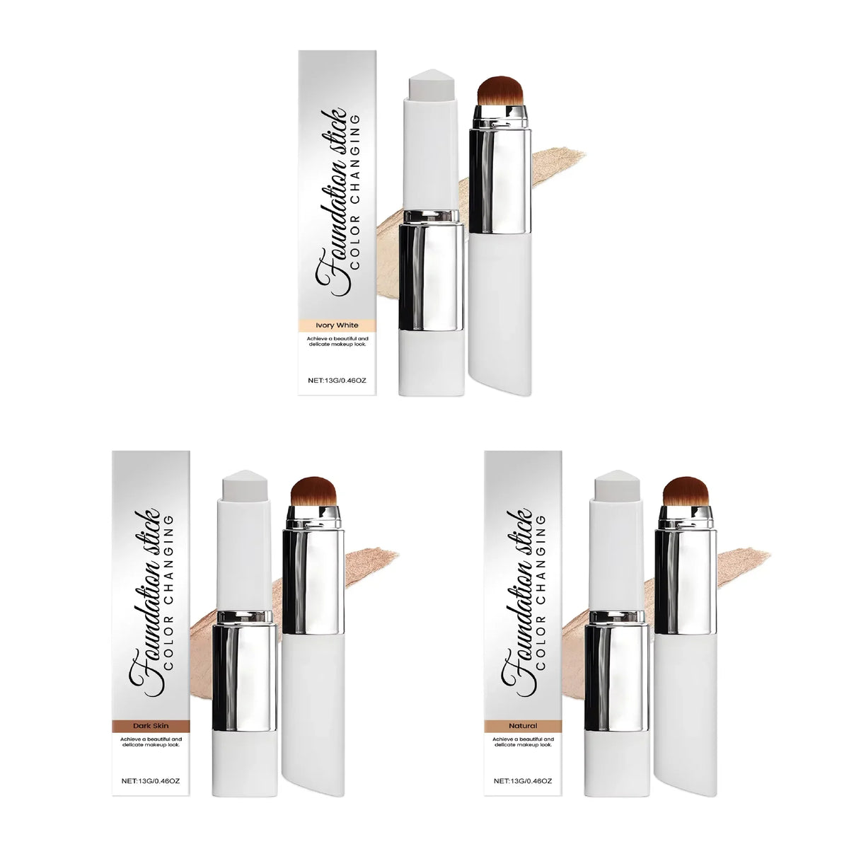 Blushimmer 2-in-1 color-changing foundation and concealer stick with lightweight, moisturizing, brightening, matte natural makeup finish
