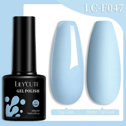 LILYCUTE colorful gel nail polish set with 129 shades, long-lasting semi-permanent UV gel varnish for manicure and nail art.