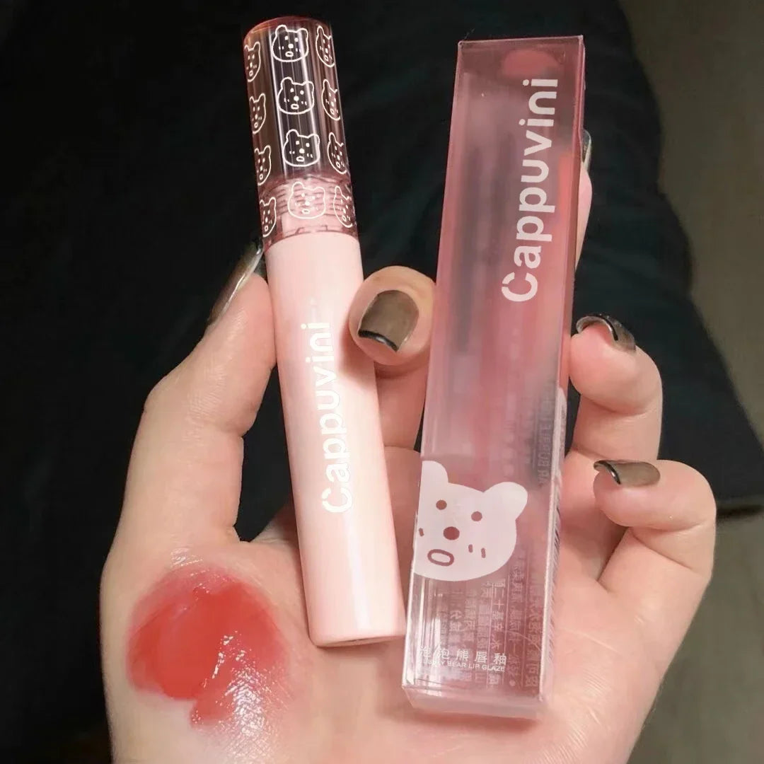 Cherry Pink Mirror Water Lip Gloss by Blushimmer with a glossy, moisturizing finish and reflective mirror-like shine.