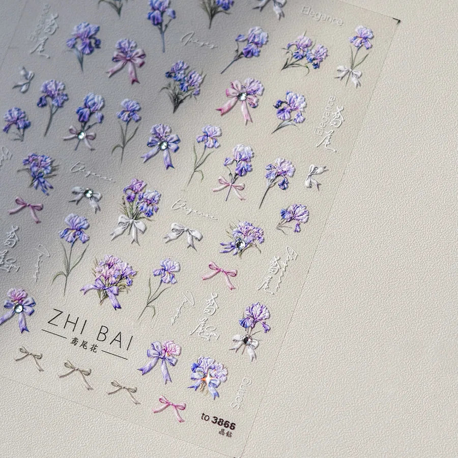 Blushimmer Dream Flower window shell nail art sticker with Japanese flower design, self-adhesive press-on nail decoration decal