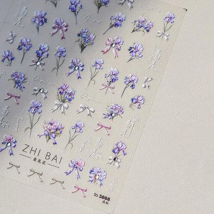 Blushimmer Dream Flower window shell nail art sticker with Japanese flower design, self-adhesive press-on nail decoration decal