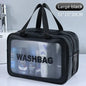 Blushimmer dry-wet separation double transparent PU makeup bag for travel, fitness, and swimming essentials, portable and stylish.