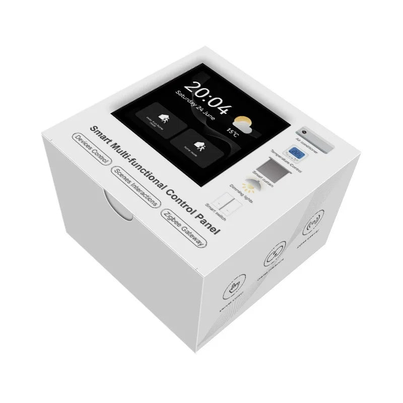 Tuya Smart Life 4-inch Full Touch Screen with 4-way Load and Scenario Control 2-in-1 Full Screen European Standard Smart Switch