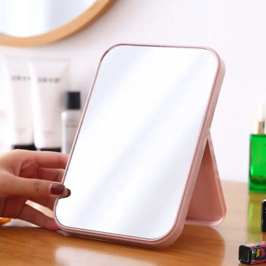 Blushimmer portable folding cosmetic mirror with square design, desktop makeup mirror for bedroom decor, compact and stylish.