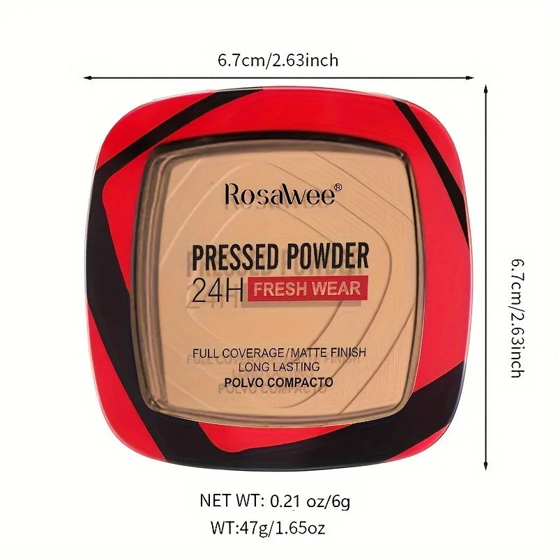 Blushimmer matte pressed powder foundation with puff applicator, providing 24-hour weightless, full coverage for a matte finish.
