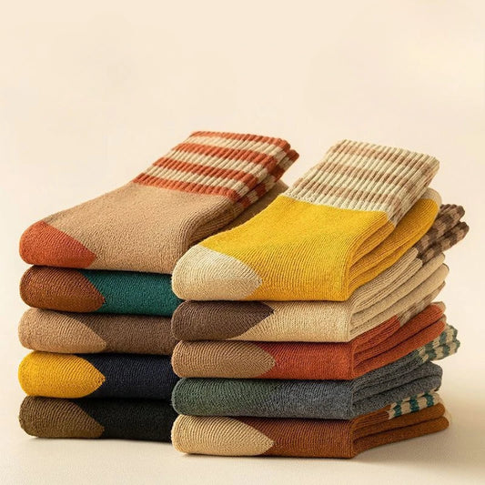 Ten pairs of winter warm socks featuring cold resistance, odor control, and sweat absorption, ideal for cold weather.