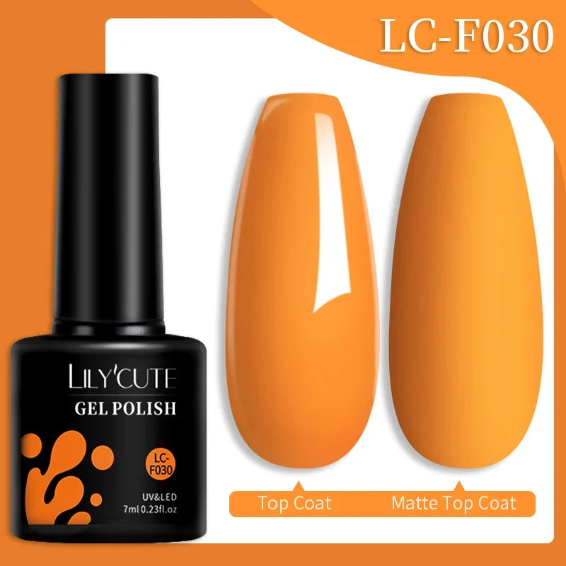 Colorful LILYCUTE 7ML gel nail polish bottles from Blushimmer, showcasing a variety of vibrant shades for long-lasting manicure art.