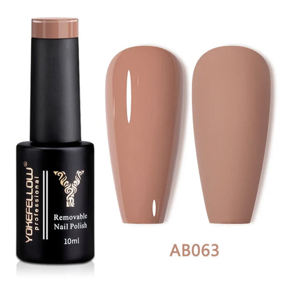 Blushimmer Yokefellow 10ml translucent pink gel nail polish in a clear jar, showcasing the high-quality, long-lasting UV soak-off gel.