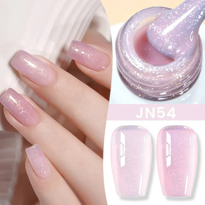 Blushimmer Born Pretty Jelly Nude Gel Nail Polish in light pink peach, translucent UV gel varnish for DIY nail art at home