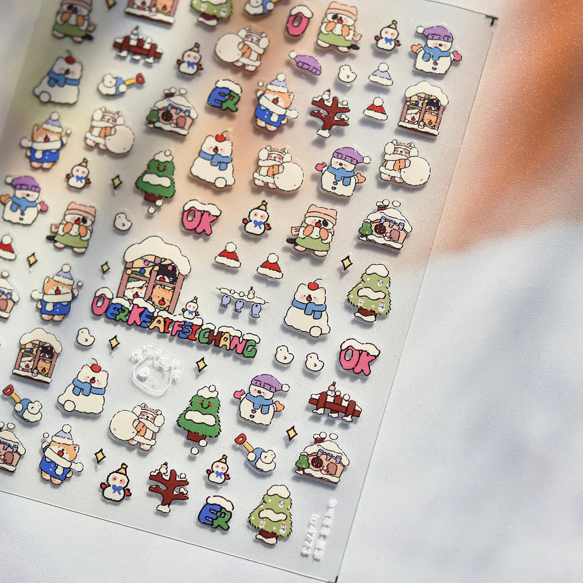 Brown 5D Japanese Kawaii bear nail art stickers by Blushimmer, self-adhesive cartoon animal decals for DIY nail decoration.