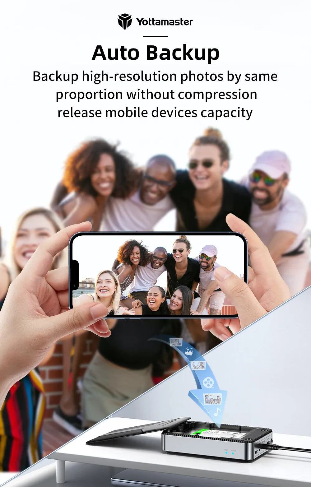 Yottamaster Network Storage with 2.5 inch SATA Hard Drive Enclosure NAS Private Cloud Storage Support Auto Backup, Remote Access