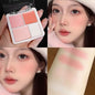 Blushimmer pink peach blush powder and cream palette with highlighters and matte face blush for brightening and cheek tinting.
