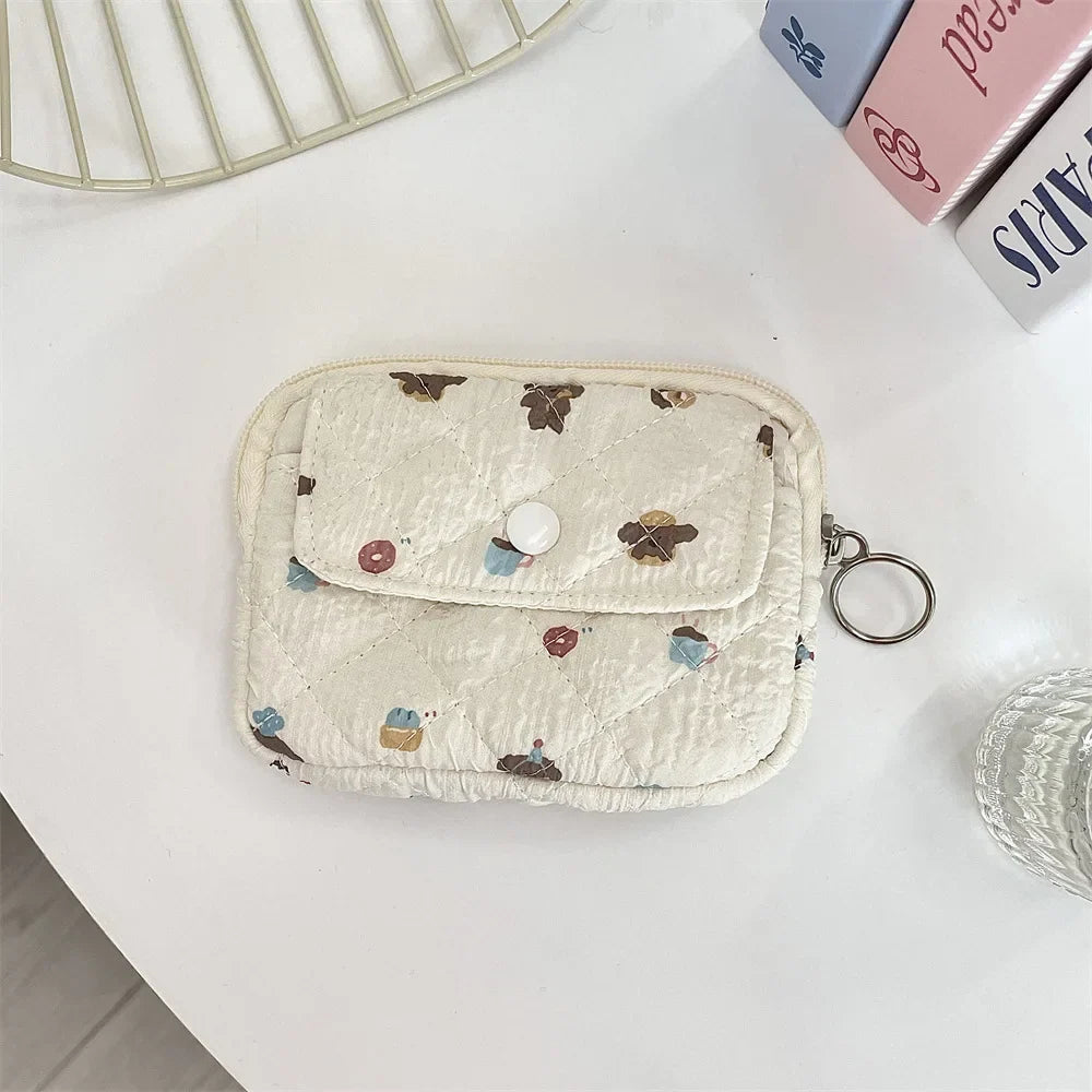 Blushimmer cute cartoon travel cosmetic bag with lipstick, earphone, and card storage for women, compact makeup organizer pouch