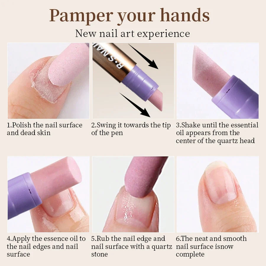 RSNAIL 3-in-1 Cuticle Oil Pen with Ceramic Nail Pusher for Hangnails Dry & Damaged Nails -Nail Care Pen for Repair & Nourishment