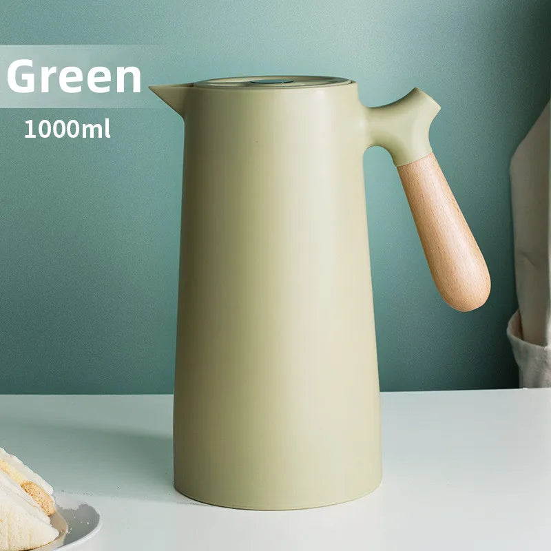 1000ML Large Capacity Thermos Nordic Thermal Insulation Kettle Coffee Thermal Insulation Pot Glass Liner Thermos Hot Water