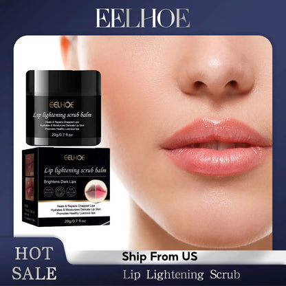 Blushimmer lip lightening scrub balm in a jar, exfoliating and repairing dark, smoky lips with moisturizing and brightening properties.