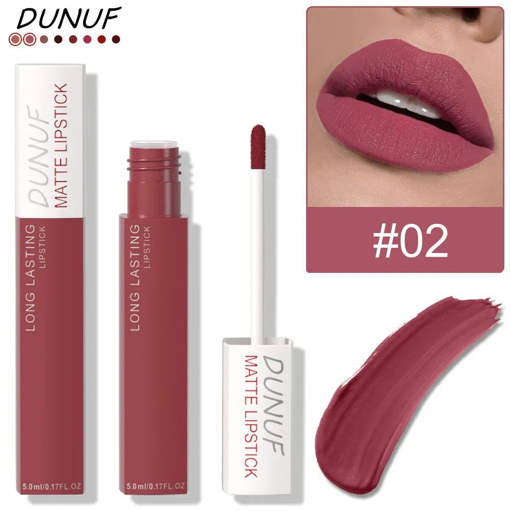 Blushimmer non-stick liquid lipstick in dark purple with matte velvet finish, long-lasting, waterproof, and fade-resistant lip gloss.