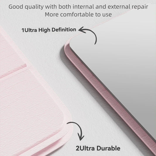 Blushimmer portable mini makeup mirror with adjustable folding design, suitable for dorm, office, and tabletop use.