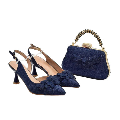 Elegant women's wedding pointed toe shoes and matching bag set by EdleessFashion, featuring luxurious design and sophisticated style.