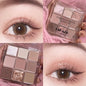 Blushimmer DIKALU Spring and Summer eyeshadow palette with rosy shades and nine-color palace grid, featuring smoky, low saturation powder.