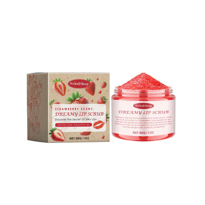 Blushimmer gentle lip exfoliator scrub with moisturizing formula for repairing chapped lips and brightening lip color, travel-friendly.