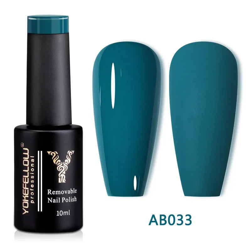 YOKEFELLOW 10ml translucent pink gel nail polish by Blushimmer, showcasing the high-quality soak-off UV gel with a smooth finish.