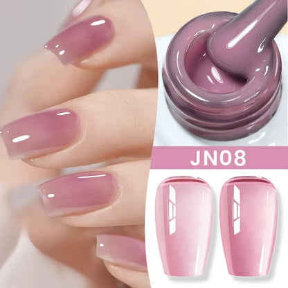 Blushimmer Born Pretty Jelly Nude Gel Nail Polish in light pink peach, 10ml, translucent UV cure gel for DIY nail art at home