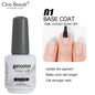 Blushimmer Clou Beaute neon gel nail polish base and top coat in red, black, white, and green, semi-permanent varnish, velvet finish.