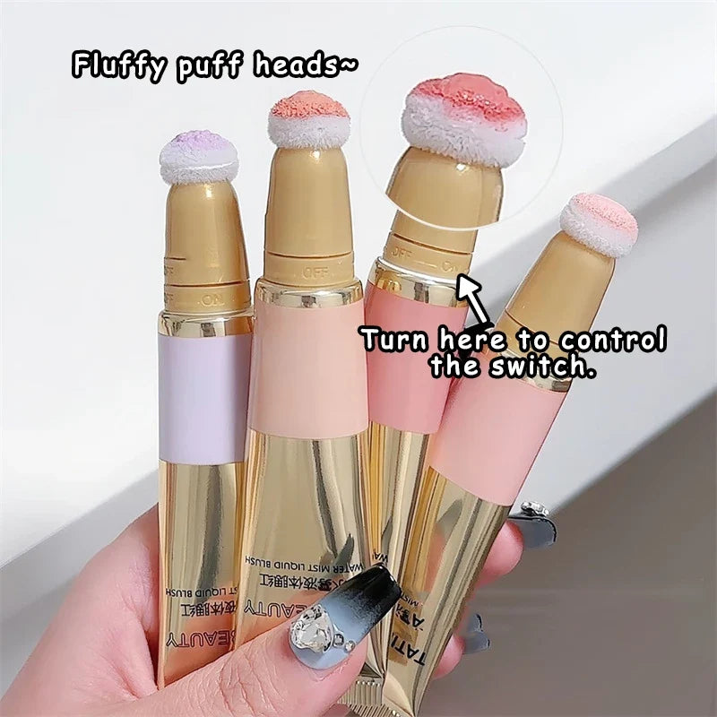 Blushimmer Air Sense Liquid Blusher in cute strawberry milk purple shade, matte blush for contouring and brightening makeup look.