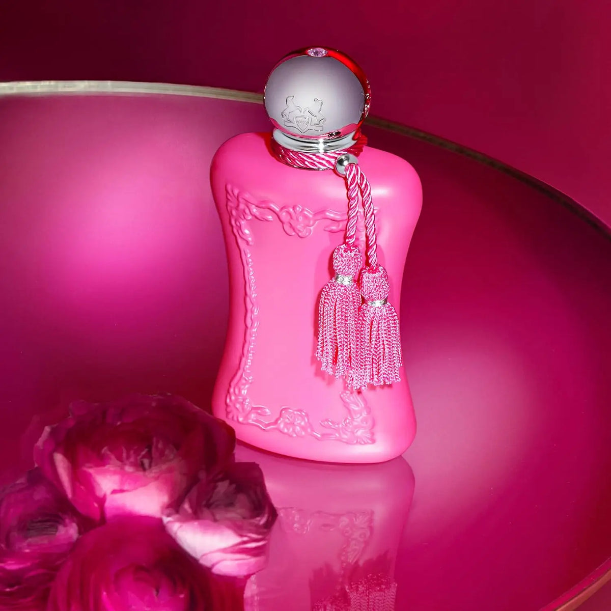 Parfums de Marly Delina Eau de Parfum for women, elegant glass bottle with floral and fruity scent, by Blushimmer.