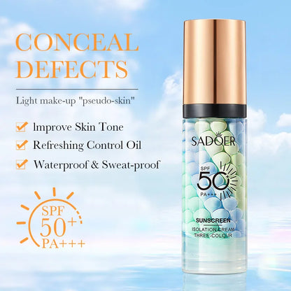 Blushimmer face makeup primer with tri-color cream contour, waterproof foundation, and natural makeup base in 40g jar.