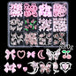 Set of 120 gold bow, butterfly, star nail charms by Blushimmer, shiny 3D metal nail art jewelry for luxury nail designs.