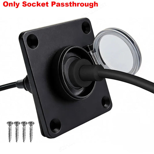 Waterproof Starlink Mini DC power connector adapter kit with female to female passthrough socket, designed for outdoor installation.