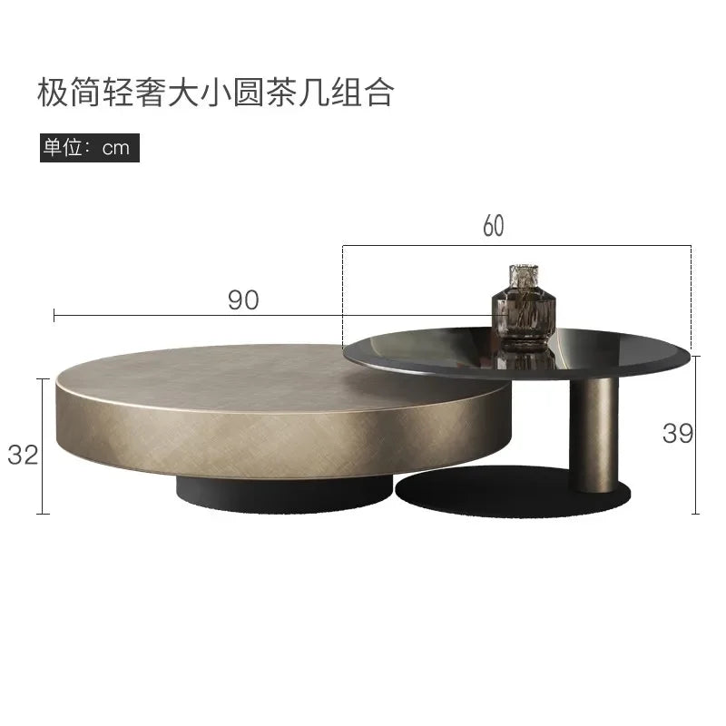 Designer Stainless Coffee Tables European Luxury Round Tea Table Living Room Furniture Italian Tempered Glass Furniture Home
