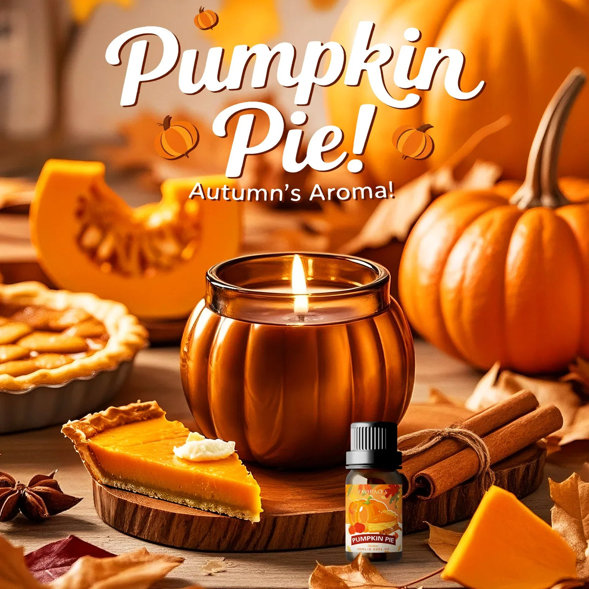 Blushimmer 10ml pumpkin pie fragrance perfume essential oil for car aromatherapy and diffuser, refreshing autumn scent.