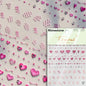 Colorful Cat's Eye 5D gradient European love heart gem nail art stickers with geometric wing designs for manicure decoration.