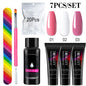 Blushimmer poly nail gel full set with 6W LED lamp, beginner manicure kit with nail tips, 3D design, decoration, and extension tools